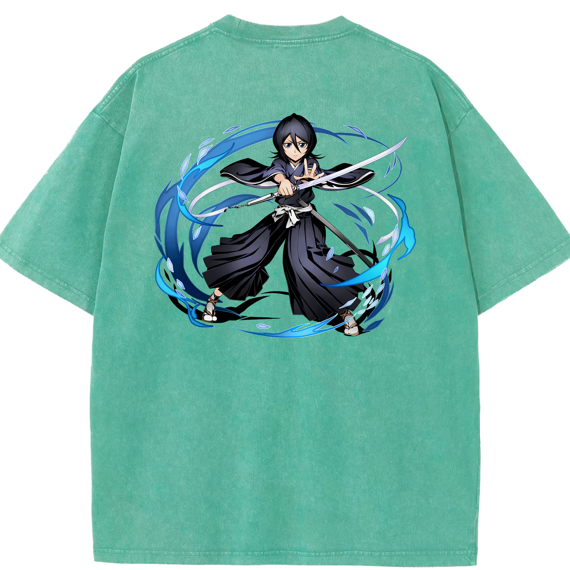 （画像用） ブリーチ 朽木ルキア BLEACH Kuchiki Rukia 綿100% ヴィンテージ風 半袖Tシャツ（背面プリント）